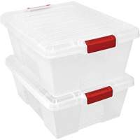 Contenant avec loquets en plastique,  la x 21" p x 7,75" h, Transparent Equipex