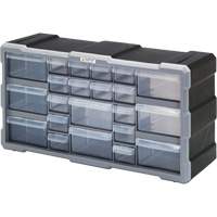 Drawer Cabinet, Plastic, 22 Drawers, 19-1/2" x 6-1/4" x 10", Black Equipex