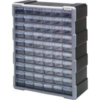 Drawer Cabinet, Plastic, 60 Drawers, 15" x 6-1/4" x 18-3/4", Black Equipex