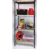 Wire Shelving Unit with Plastic Shelves, Wire Frame with Plastic Shelves, Boltless, 600 lbs. Capacity, 30" W x 72" H x 18" D Equipex