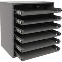 Support de glissi&egrave;re &agrave; petit roulement, Acier, 6 compartiments, 15-9/16" la x 11-7/8" p, 16-3/8" h, Gris Equipex