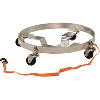 Chariots &agrave; &eacute;tages multiples pour baril, Acier inoxydable, Capacit&eacute;e 900 lb, Diam&egrave;tre 23-1/2", Roue en Caoutchouc Equipex