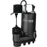 Cast Iron Submersible Sump Pump with Vertical Float Switch, 67 GPM, 33 V, 5 A, 1/3 HP Equipex