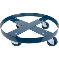 Chariot pour baril, Acier, Capacit&eacute;e 1400 lb, Diam&egrave;tre 24", Roue en &eacute;lastique bleu Equipex