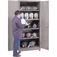 Heavy Gauge Storage Cabinets, Steel, 3 Shelves, 60" H x 36" W x 21" D, Grey Equipex