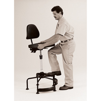 Industrial Stool, Stationary, Adjustable, 38" - 45", Polyurethane Seat, Black Equipex