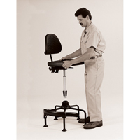 Industrial Stool, Stationary, Adjustable, 38" - 45", Polyurethane Seat, Black Equipex