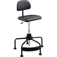 Industrial Seating, Stationary, Adjustable, 17" - 35", Polyurethane Seat, Black Equipex