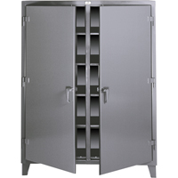 Double Shift Storage Cabinets, Steel, 8 Shelves, 72" H x 60" W x 24" D, Grey Equipex