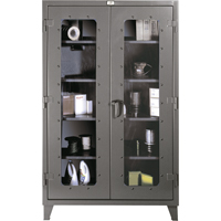 Armoires &agrave; fen&ecirc;tres claires, Acier, 4 Tablettes, 60" h x 48" la x 24" p Equipex