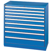 Armoires de rangement avec tiroirs, 9 tiroirs, 40-1/4" la x 22-1/2" p x 41-3/4" h, Bleu brillant Equipex