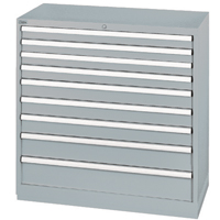 Armoires de rangement avec tiroirs, 9 tiroirs, 40-1/4" la x 22-1/2" p x 41-3/4" h, Gris Equipex