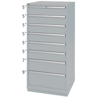 Armoires de rangement avec tiroirs, 8 tiroirs, 28-1/4" la x 28-1/2" p x 59-1/2" h, Gris Equipex