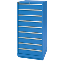 Armoires de rangement avec tiroirs, 9 tiroirs, 28-1/4" la x 28-1/2" p x 59-1/2" h, Bleu brillant Equipex