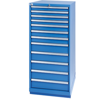 Armoires de rangement avec tiroirs, 12 tiroirs, 28-1/4" la x 28-1/2" p x 59-1/2" h, Bleu brillant Equipex
