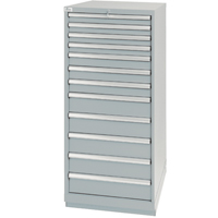 Armoires de rangement avec tiroirs, 12 tiroirs, 28-1/4" la x 28-1/2" p x 59-1/2" h, Gris Equipex