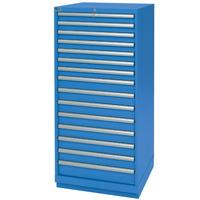 Armoires de rangement avec tiroirs, 15 tiroirs, 28-1/4" la x 28-1/2" p x 59-1/2" h, Bleu brillant Equipex