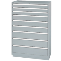 Armoires de rangement avec tiroirs, 9 tiroirs, 40-1/4" la x 22-1/2" p x 59-1/2" h, Gris Equipex
