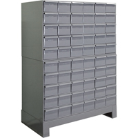 Industrial Drawer Cabinets With Base, 60 Drawers, 34-1/8" W x 12-1/4" D x 48-1/8" H, Grey Equipex