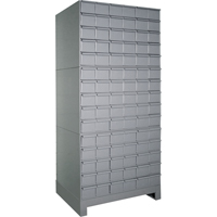 Industrial Drawer Cabinets With Base, 90 Drawers, 34-1/8" W x 12-1/4" D x 69-1/8" H, Grey Equipex