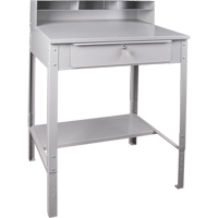 Open Floor Style Shop Desk, 34-1/2" W x 30" D x 53" H, Grey Equipex