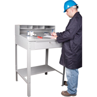 Open Floor Style Shop Desk, 34-1/2" W x 30" D x 53" H, Grey Equipex