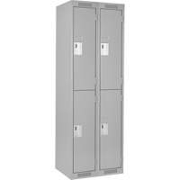 Clean Line Lockers, 2 -tier, Bank of 2, 24" x 18" x 72", Steel, Grey, Rivet (Assembled) Equipex