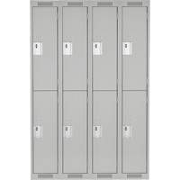 Clean Line Lockers, 2 -tier, Bank of 4, 48" x 18" x 72", Steel, Grey, Rivet (Assembled) Equipex
