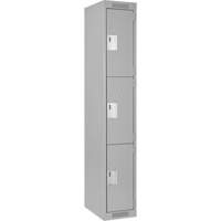 Casiers Clean Line, 3 niveaux, 12" x 18" x 72", Acier, Gris, Rivet (assembl&eacute;) Equipex