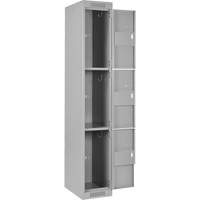 Clean Line Lockers, 3 -tier, Bank of 4, 48" x 18" x 72", Steel, Grey, Rivet (Assembled) Equipex