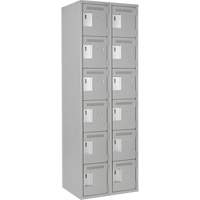 Clean Line Lockerettes, 6 -tier, Bank of 2, 24" x 18" x 72", Steel, Grey, Rivet (Assembled) Equipex