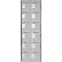 Clean Line Lockerettes, 6 -tier, Bank of 2, 24" x 18" x 72", Steel, Grey, Rivet (Assembled) Equipex