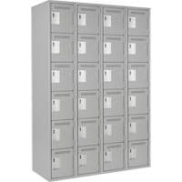 Clean Line Lockerettes, 6 -tier, Bank of 4, 48" x 18" x 72", Steel, Grey, Rivet (Assembled) Equipex