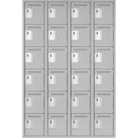 Clean Line Lockerettes, 6 -tier, Bank of 4, 48" x 18" x 72", Steel, Grey, Rivet (Assembled) Equipex