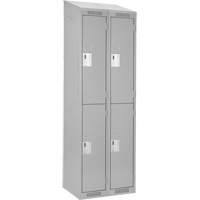 Clean Line Lockers, 2 -tier, Bank of 2, 24" x 18" x 78", Steel, Grey, Rivet (Assembled) Equipex