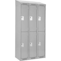 Clean Line Lockers, 2 -tier, Bank of 3, 36" x 18" x 78", Steel, Grey, Rivet (Assembled) Equipex