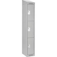 Clean Line Lockers, 3 -tier, 12" x 18" x 78", Steel, Grey, Rivet (Assembled) Equipex