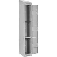 Clean Line Lockers, 3 -tier, Bank of 4, 48" x 18" x 78", Steel, Grey, Rivet (Assembled) Equipex