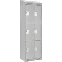 Clean Line Lockers, 3 -tier, Bank of 2, 24" x 18" x 78", Steel, Grey, Rivet (Assembled) Equipex