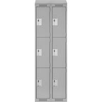 Clean Line Lockers, 3 -tier, Bank of 2, 24" x 18" x 78", Steel, Grey, Rivet (Assembled) Equipex