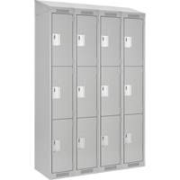 Clean Line Lockers, 3 -tier, Bank of 4, 48" x 18" x 78", Steel, Grey, Rivet (Assembled) Equipex