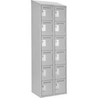 Clean Line Lockerette , 6 -tier, Bank of 2, 24" x 18" x 78", Steel, Grey, Rivet (Assembled) Equipex