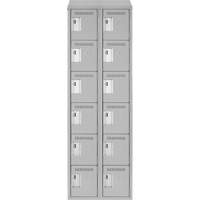 Clean Line Lockerette , 6 -tier, Bank of 2, 24" x 18" x 78", Steel, Grey, Rivet (Assembled) Equipex