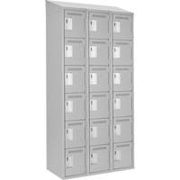 Clean Line Lockerette , 6 -tier, Bank of 3, 36" x 18" x 78", Steel, Grey, Rivet (Assembled) Equipex