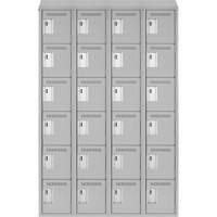 Clean Line Lockerette , 6 -tier, Bank of 4, 48" x 18" x 78", Steel, Grey, Rivet (Assembled) Equipex