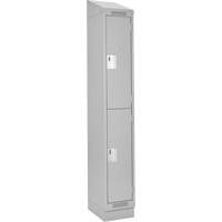 Clean Line Lockers, 2 -tier, 12" x 18" x 82", Steel, Grey, Rivet (Assembled) Equipex