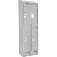 Clean Line Lockers, 2 -tier, Bank of 2, 24" x 18" x 82", Steel, Grey, Rivet (Assembled) Equipex