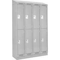 Casiers Clean Line, 2 niveaux, Bloc de 4, 48" x 18" x 82", Acier, Gris, Rivet (assembl&eacute;) Equipex
