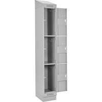 Clean Line Lockers, 3 -tier, Bank of 4, 48" x 18" x 82", Steel, Grey, Rivet (Assembled) Equipex