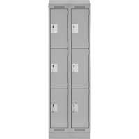 Clean Line Lockers, 3 -tier, Bank of 2, 24" x 18" x 82", Steel, Grey, Rivet (Assembled) Equipex